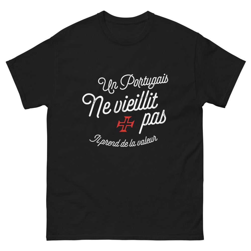 T-shirt Portugal noir - Un Portugais prend de la valeur