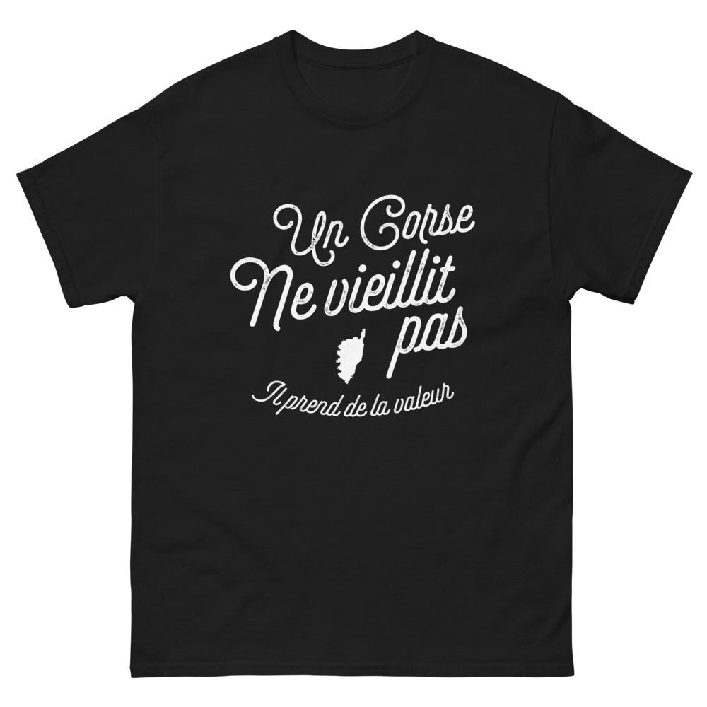 T-shirt Corse noir - Un Corse ne vieillit pas, il prend de la valeur