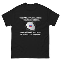 Thumbnail for T-shirt Réunionnais noir - Un Réunionnais peut boire 10 heures sans marcher