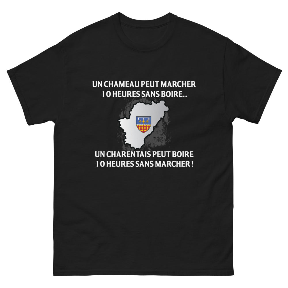 T-shirt Charentais noir - Un chameau peut marcher 10 heures sans boire
