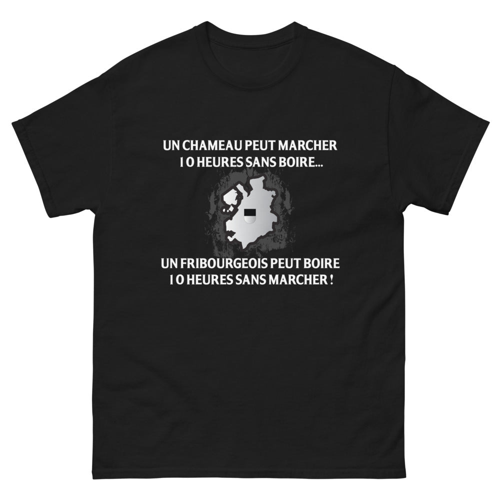 T-shirt Fribourgeois noir - Un chameau peut marcher 10 heures sans boire
