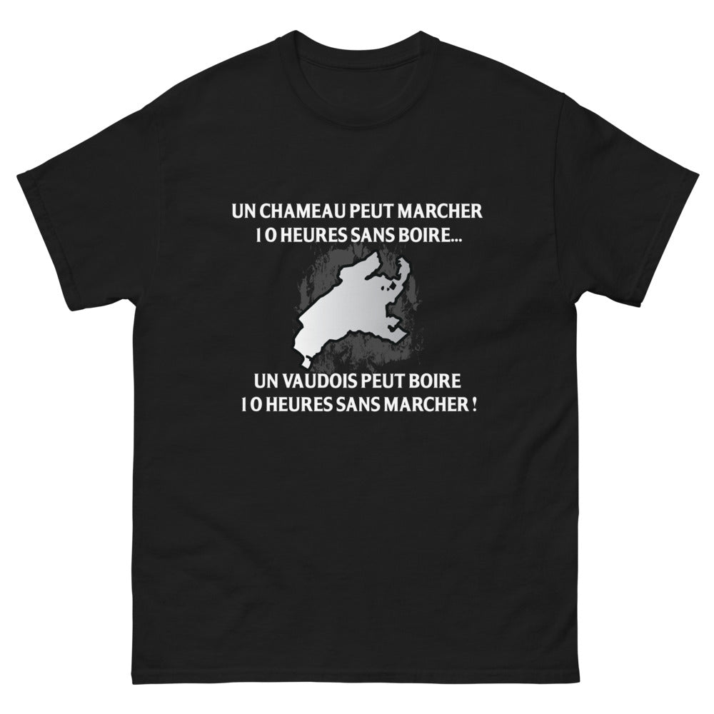 T-shirt Vaudois noir - Un chameau peut marcher 10 heures