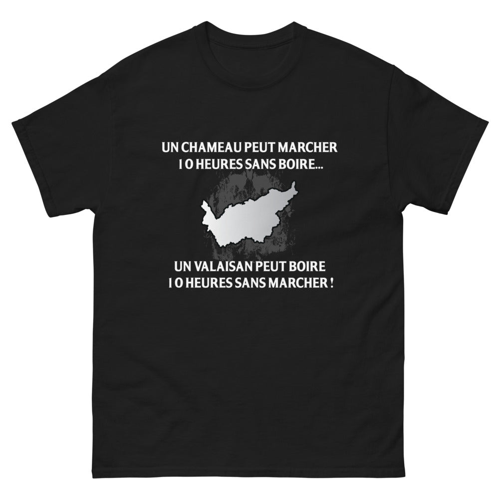 T-shirt Valaisan noir - Un chameau peut marcher 10 heures