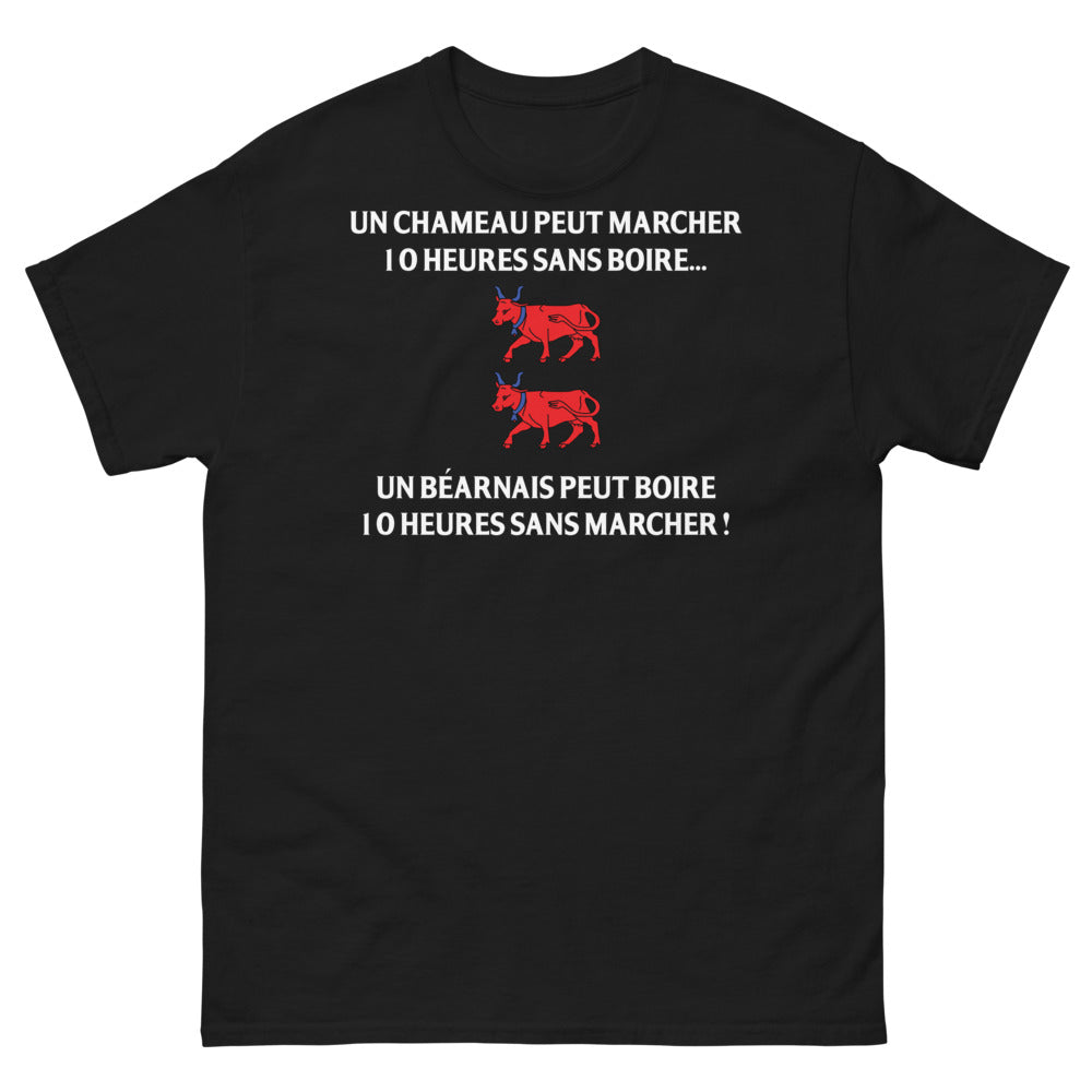 T-shirt Béarnais noir - Un chameau peut marcher 10 heures sans boire