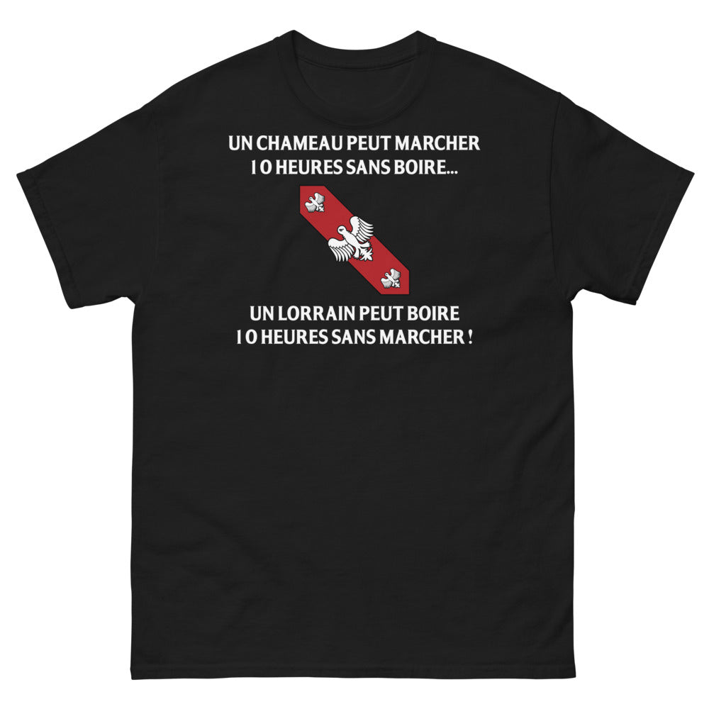 T-shirt Lorraine noir - Un chameau peut marcher 10 heures sans boire