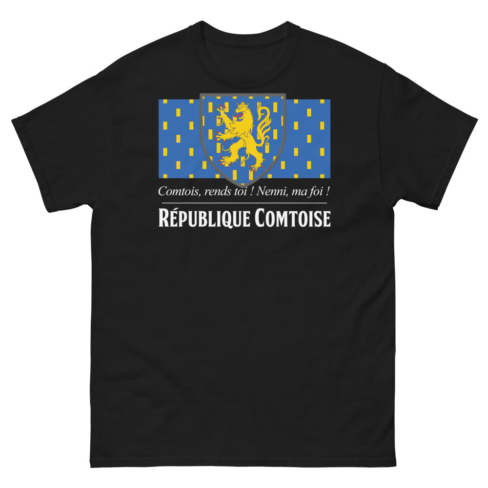 T-shirt Franc-Comté noir - Comtois, rends-toi ! Nenni ma foi !