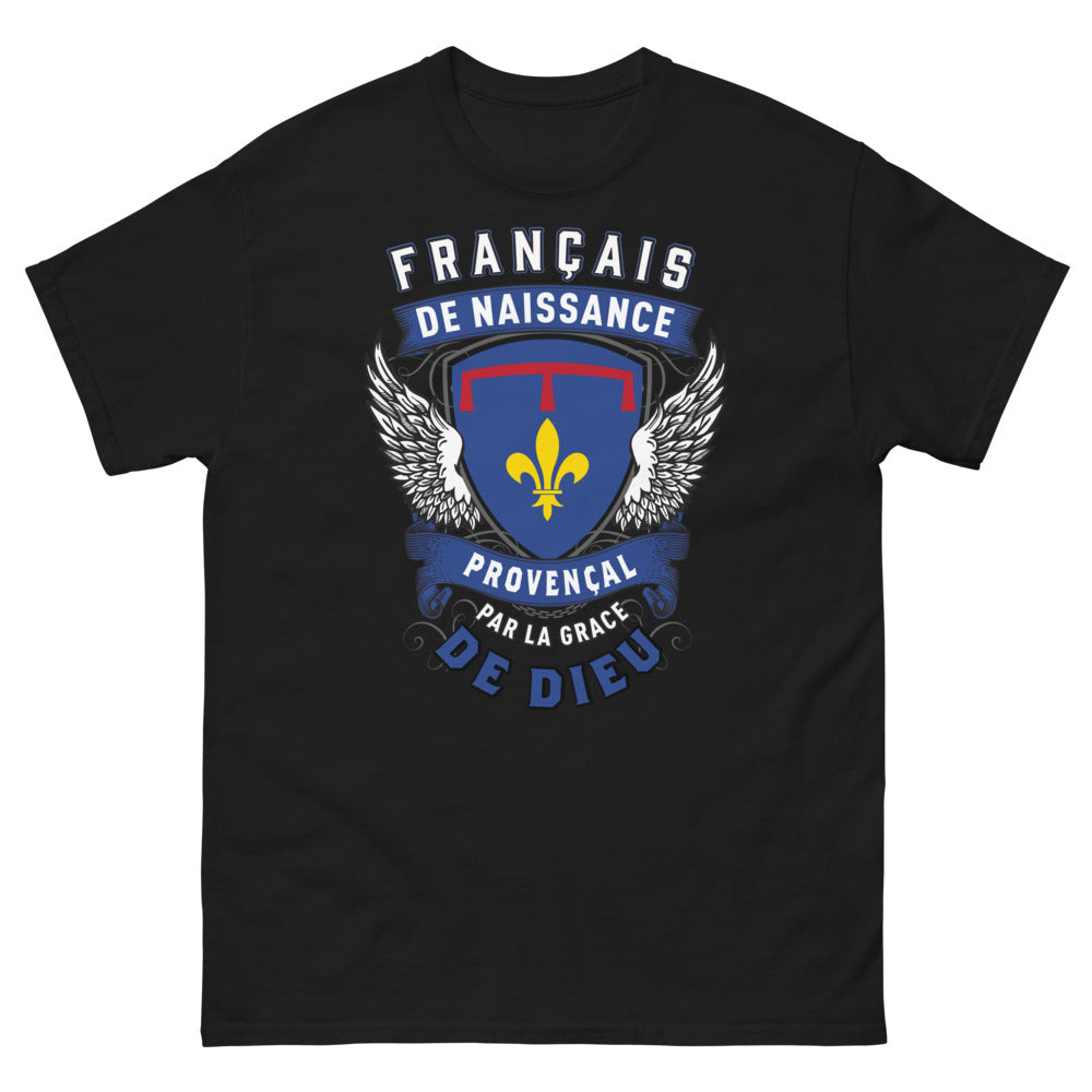 T-shirt Provençal noir - Français de Naissance par la Grâce de Dieu