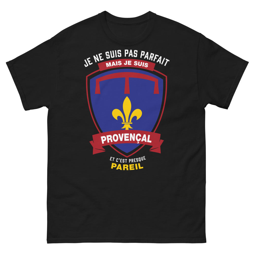 T-shirt Provence noir - Je ne suis pas parfait mais je suis Provençal