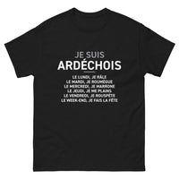 Thumbnail for T-shirt Ardéchois noir - Je suis Ardéchois, je râle du lundi au vendredi