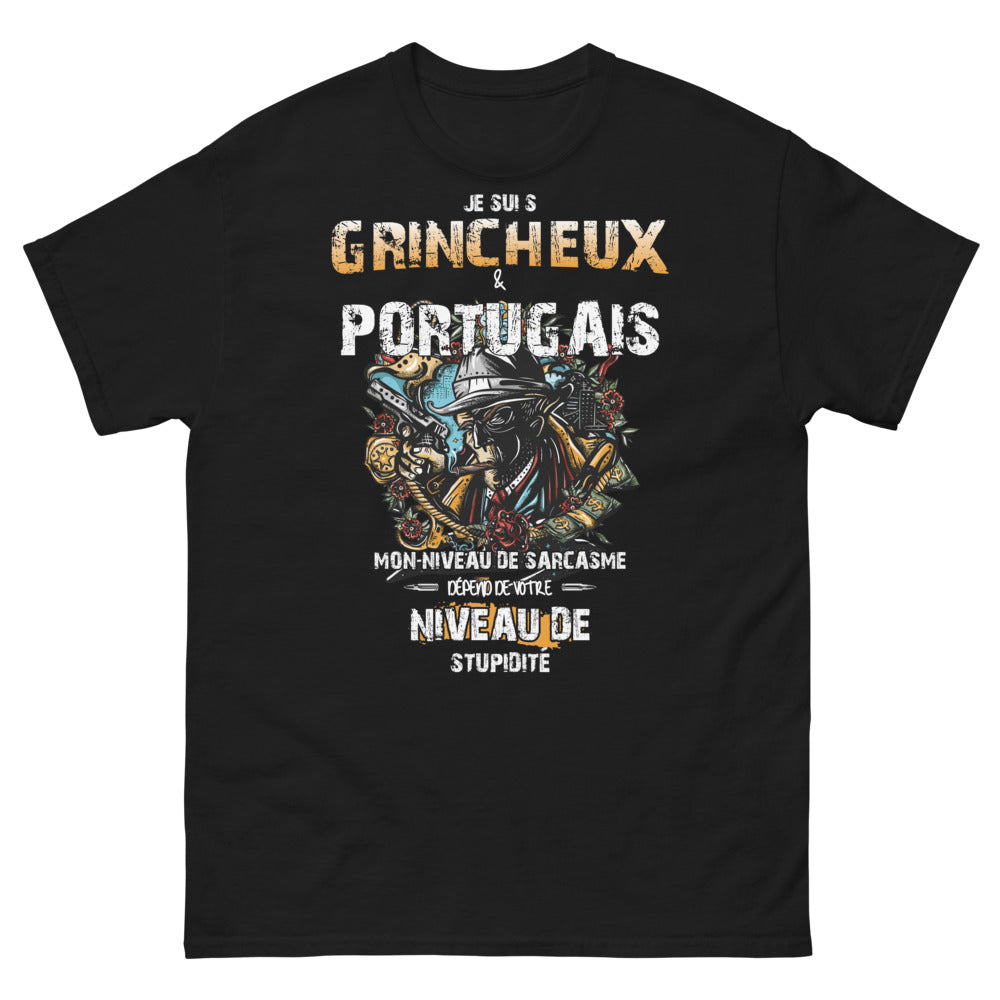 T-shirt Portugal noir - Je suis Grincheux et Portugais