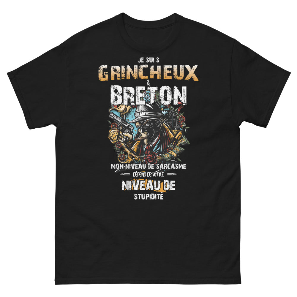 T-shirt Bretagne noir - Je suis grincheux et sarcastique
