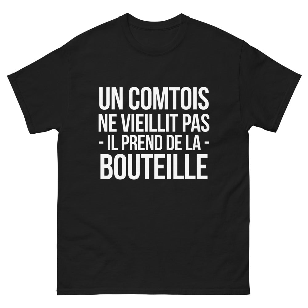 T-shirt Comtois noir - Un Comtois ne vieillit pas, il prend de la bouteille