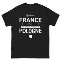 Thumbnail for T-shirt Pologne noir - Je vis en France mais mon histoire commence