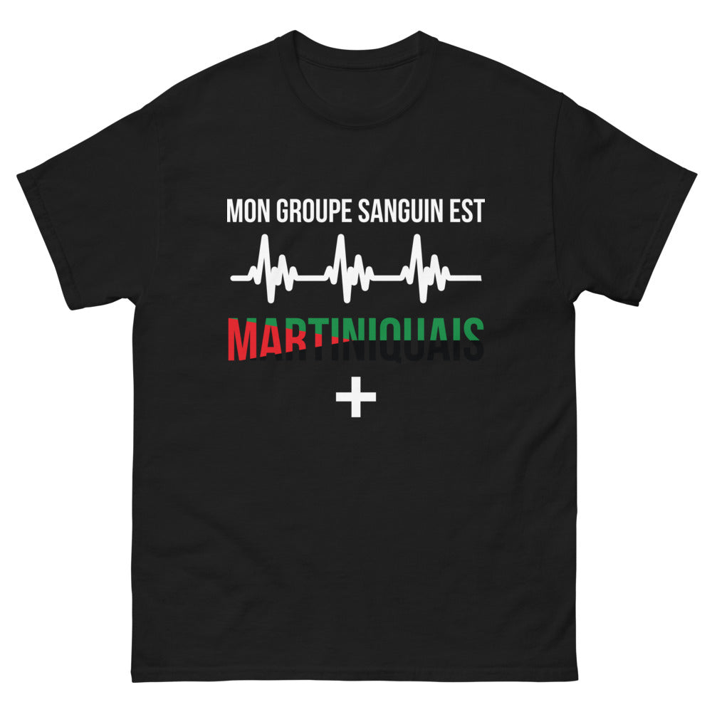 T-shirt Martinique noir - Mon groupe sanguin est Martiniquais