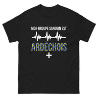 Thumbnail for T-shirt Ardèche noir - Mon groupe sanguin est Ardéchois
