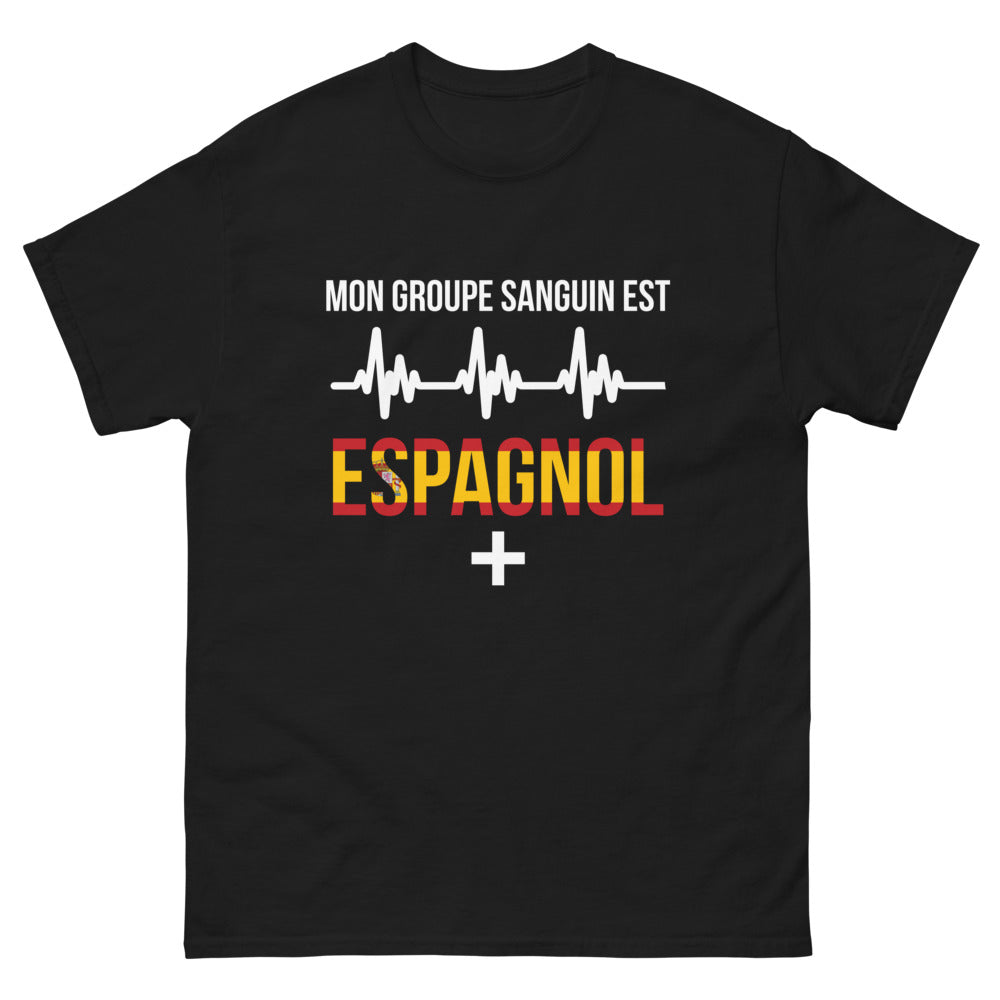 T-shirt Espagne noir - Mon groupe sanguin est espagnol