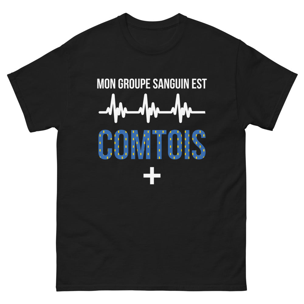 T-shirt Franche-Comté noir - Mon groupe sanguin est comtois