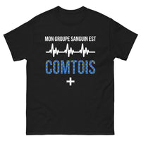 Thumbnail for T-shirt Franche-Comté noir - Mon groupe sanguin est comtois