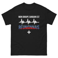 Thumbnail for T-shirt Réunion noir - Mon groupe sanguin est réunionnais