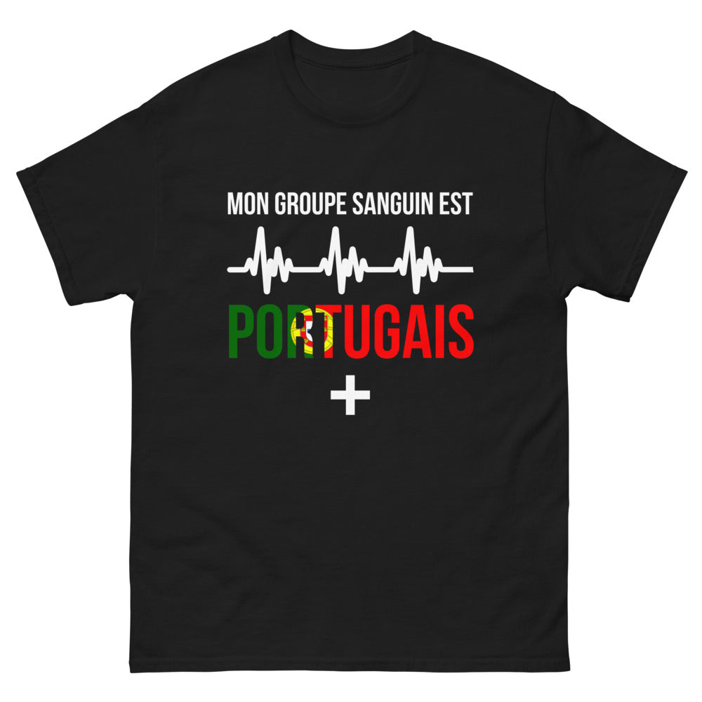 T-shirt Portugal noir - Mon groupe sanguin est portugais