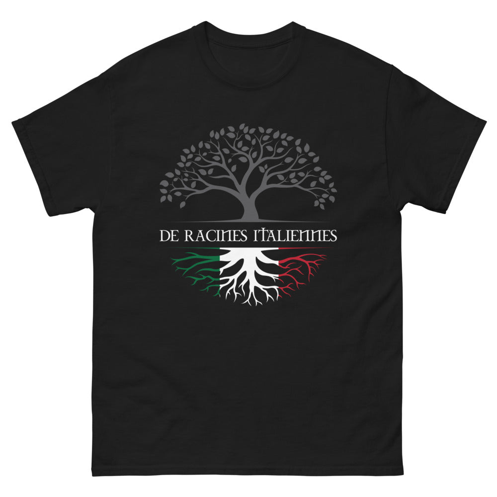 T-shirt Italie noir - Origines italiennes avec humour