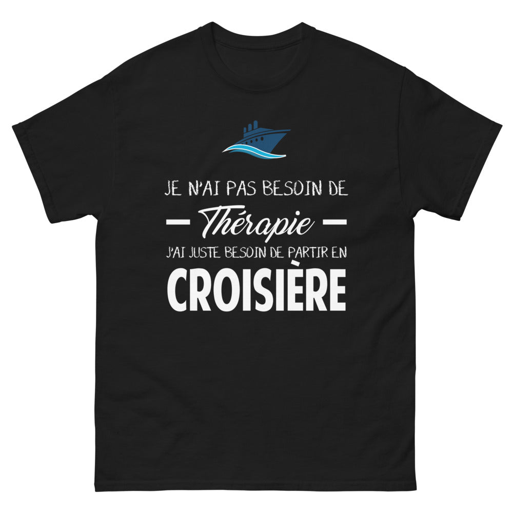 T-shirt Croisière noir - Pas besoin de thérapie, juste l'océan face