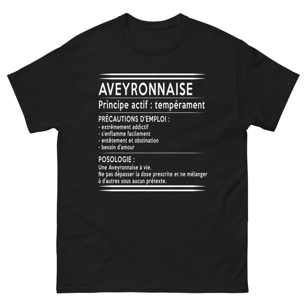 T-shirt Aveyron noir - Tempérament et précautions d'emploi