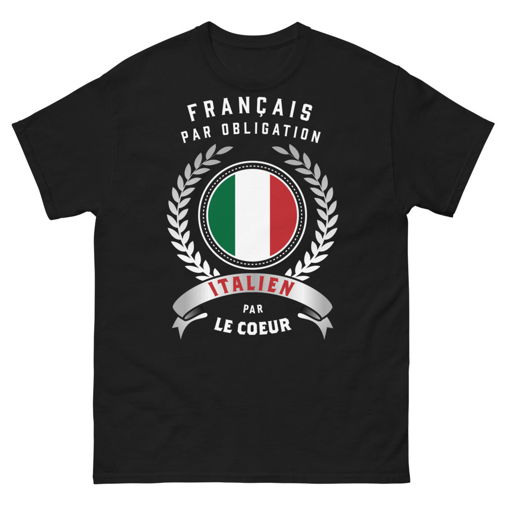 T-shirt Français par Obligation noir - Français par obligation, Italien de cœur