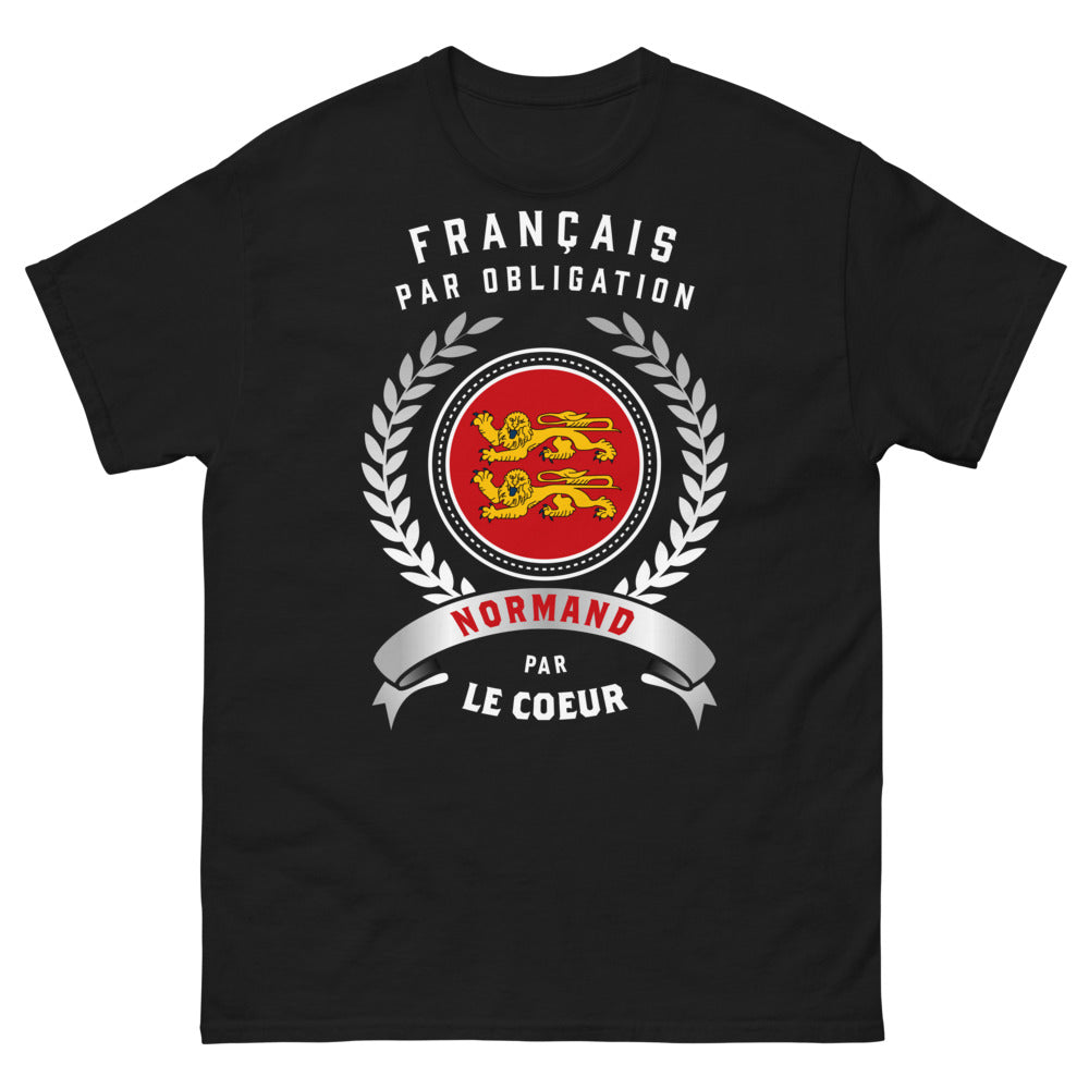 T-shirt Normand noir - Français par obligation, Normand par le cœur