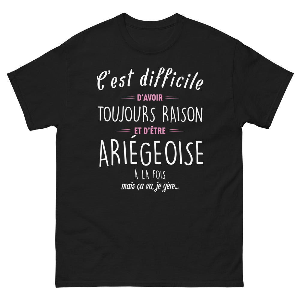 T-shirt Ariège noir - C'est difficile d'avoir toujours raison