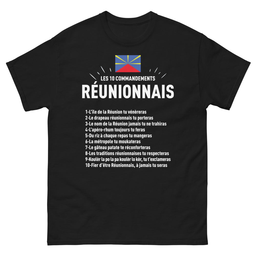 T-shirt Réunion noir - Les 10 Commandements créoles
