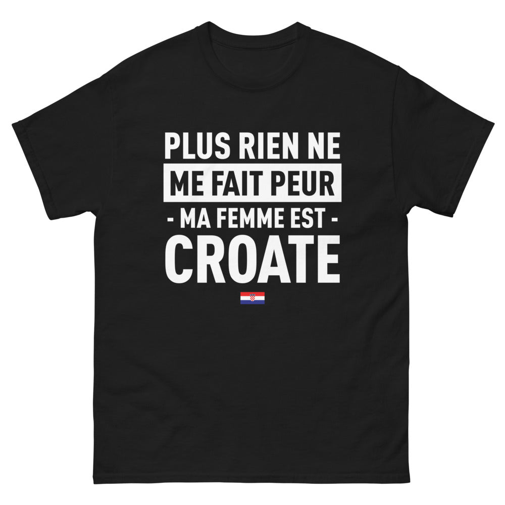 T-shirt Croatie noir - Rien ne me fait peur, ma femme est Croate