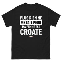 Thumbnail for T-shirt Croatie noir - Rien ne me fait peur, ma femme est Croate