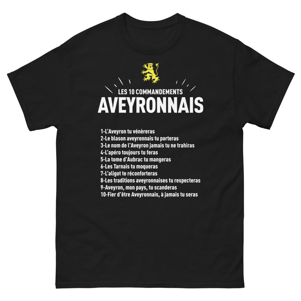 T-shirt Aveyron noir - Les 10 commandements régionaux