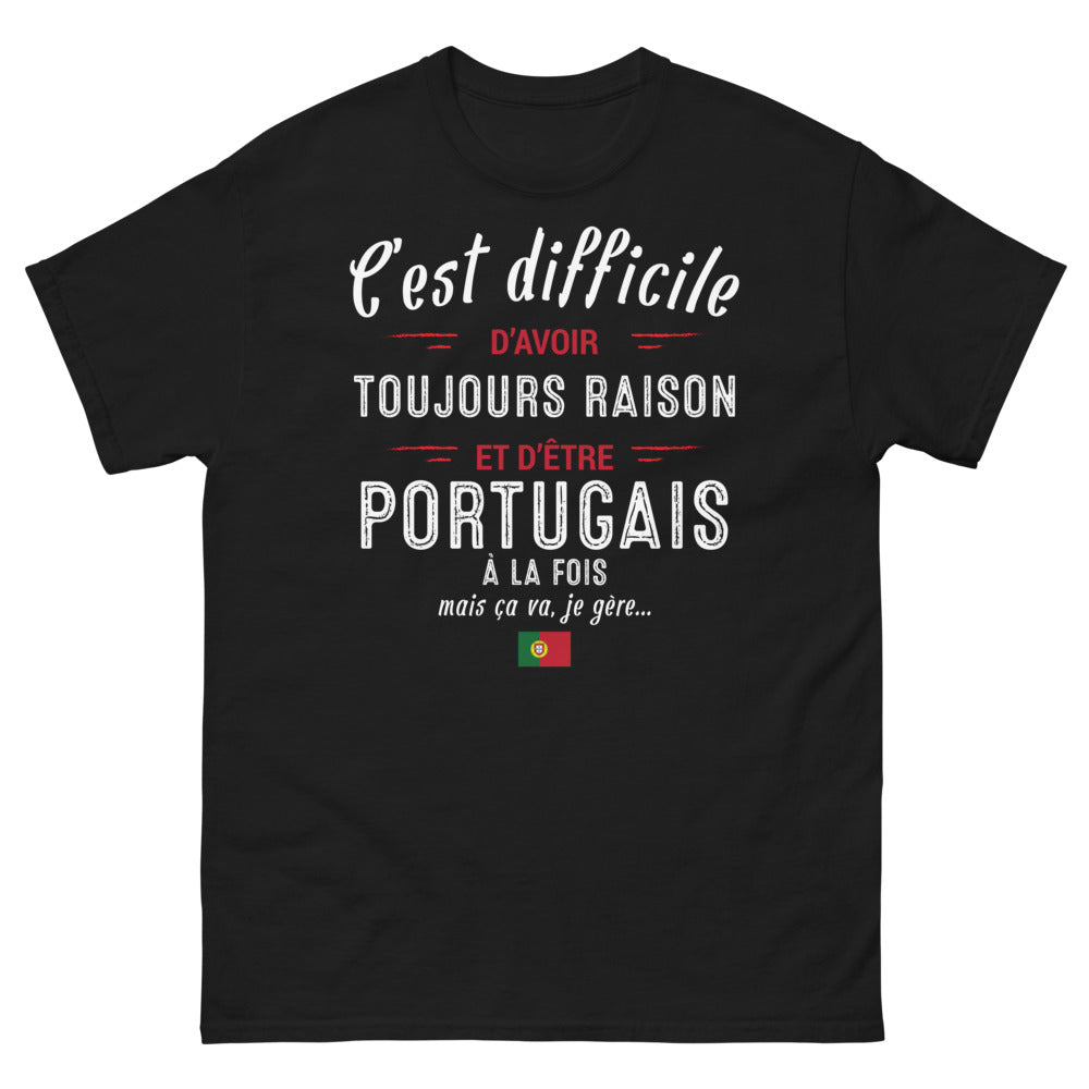 T-shirt Portugal noir - C'est dur d'avoir raison