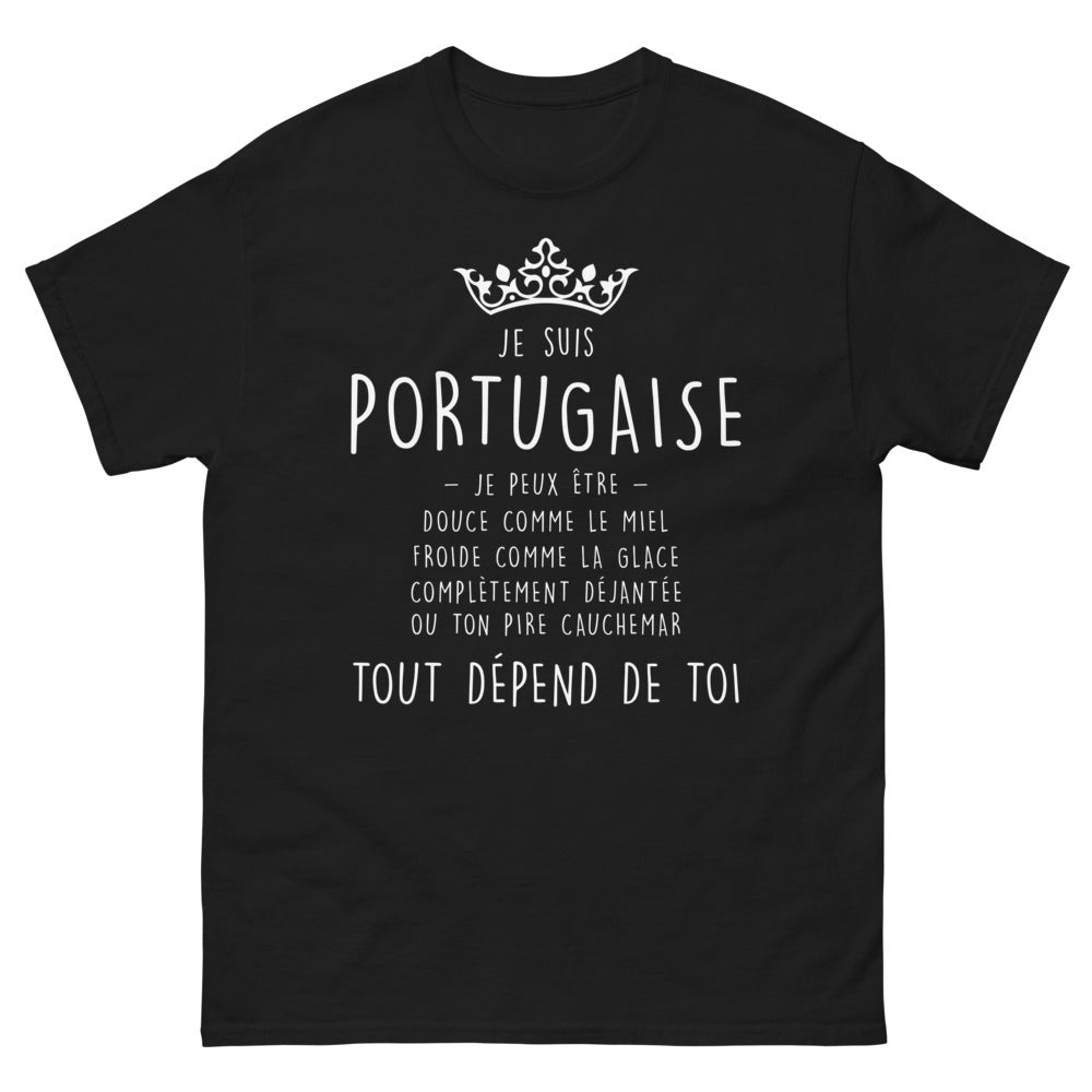 T-shirt Portugal noir - Douceur et tempérament de feu