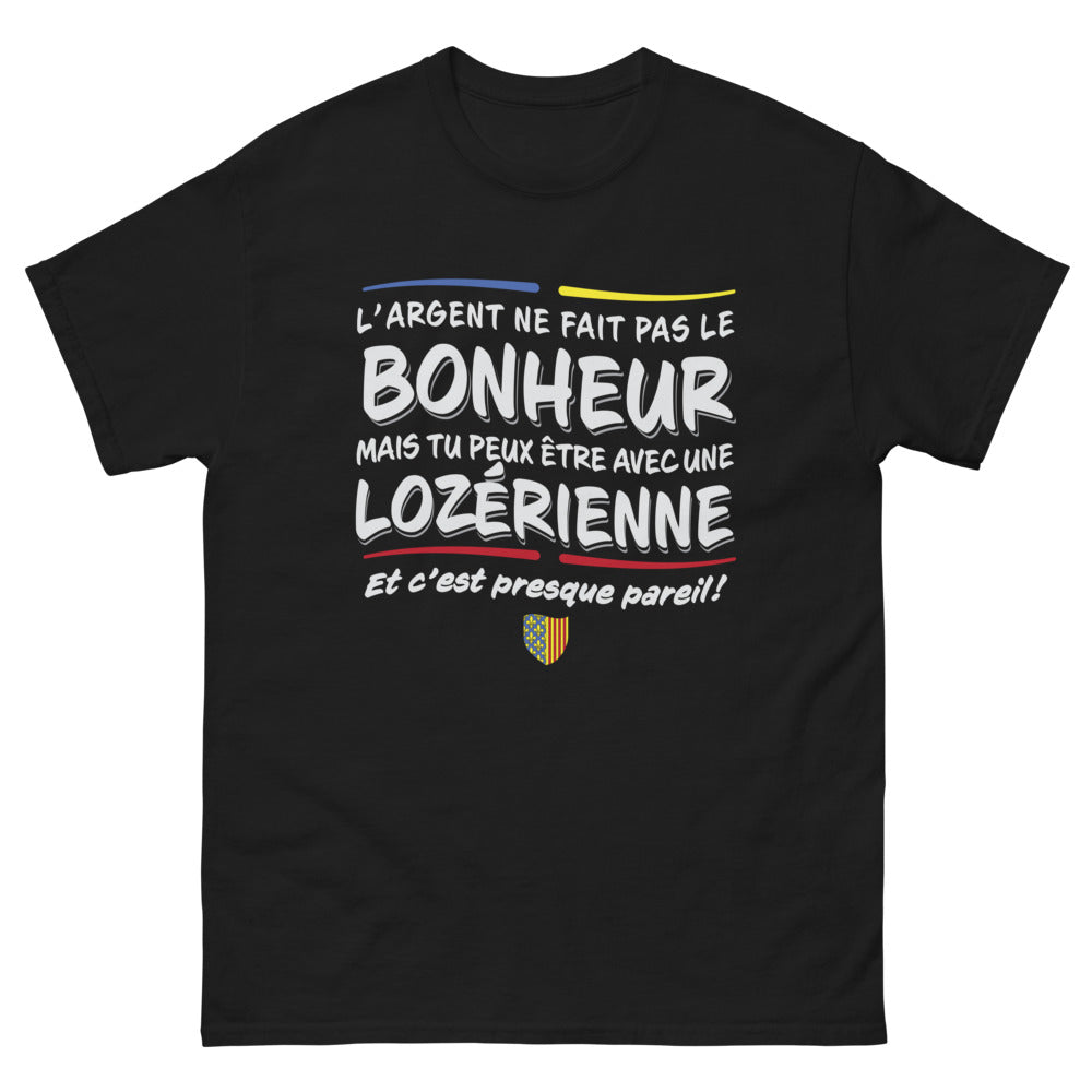 T-shirt Lozère noir - L'argent ne fait pas le bonheur
