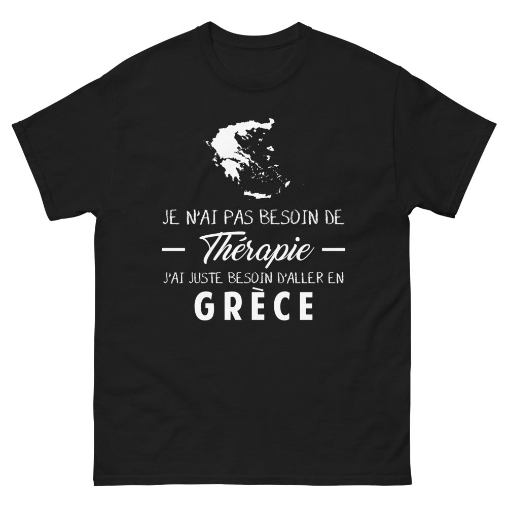 T-shirt Grèce noir - Pas besoin de thérapie, juste de Grèce
