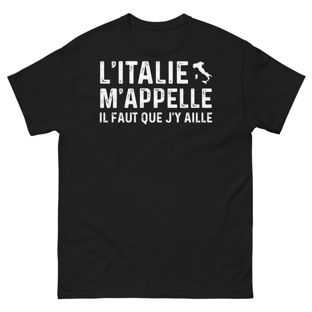 T-shirt Italie noir - L'Italie m'appelle, il faut que j'y aille