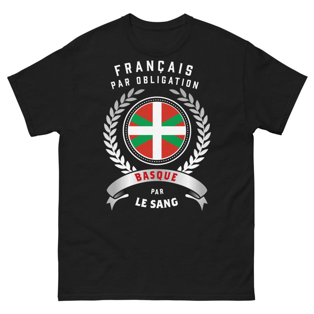 T-shirt Basque noir - Français par Obligation, Basque par le Sang