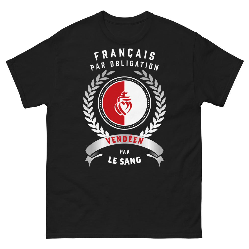 T-shirt Vendée noir - Français par Obligation, Vendéen par le Sang