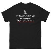 Thumbnail for T-shirt Pologne noir - Priez pour moi, ma femme est polonaise