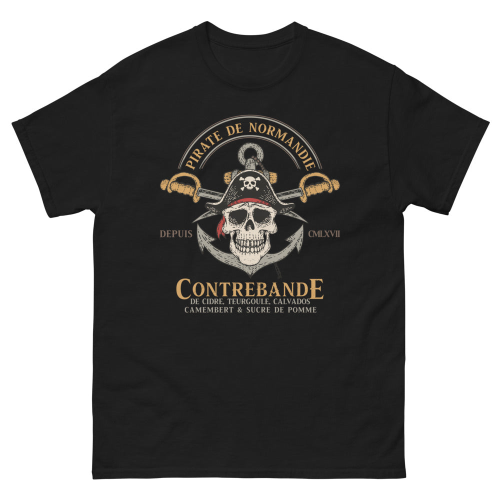 T-shirt Normandie noir - Contrebande de cidre et camembert