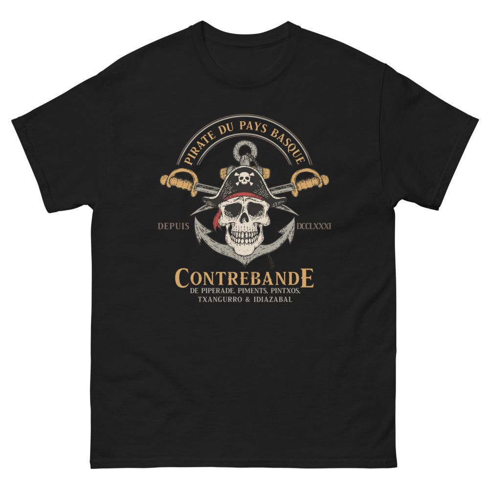 T-shirt Basque noir - Pirate du Pays Basque depuis 1781