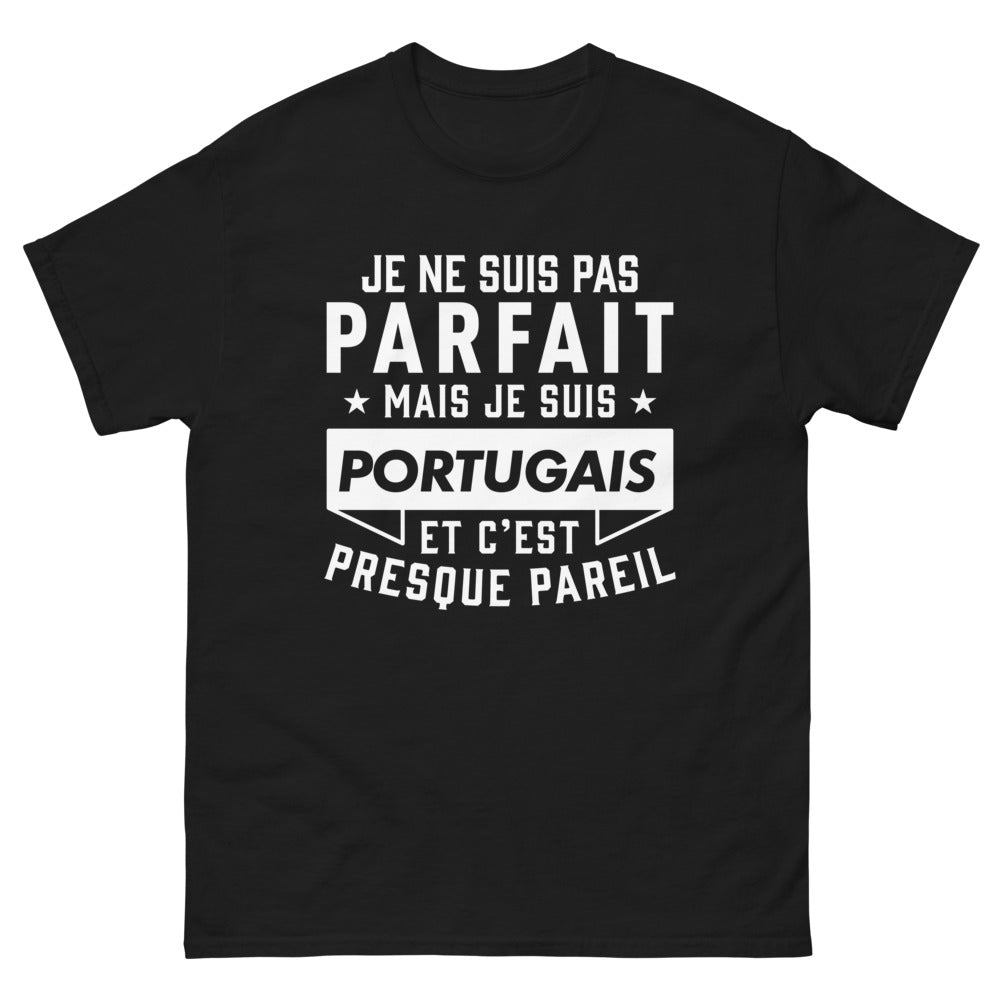 T-shirt Portugal noir - Je ne suis pas parfait mais je suis Portugais