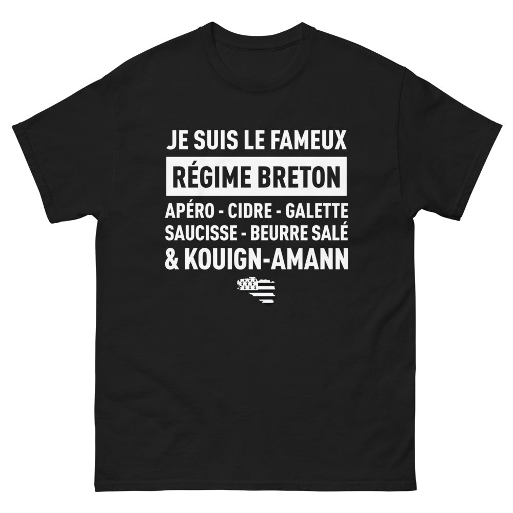 T-shirt Bretagne noir - Je suis le fameux régime breton