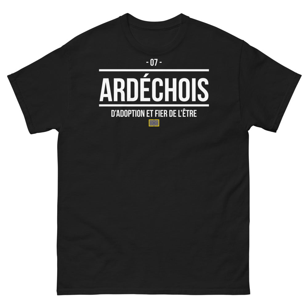 T-shirt Ardèche noir - Ardéchois d'adoption et fier de l'être