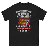 Thumbnail for T-shirt Normandie noir - Le huitième jour, Dieu créa les Normands