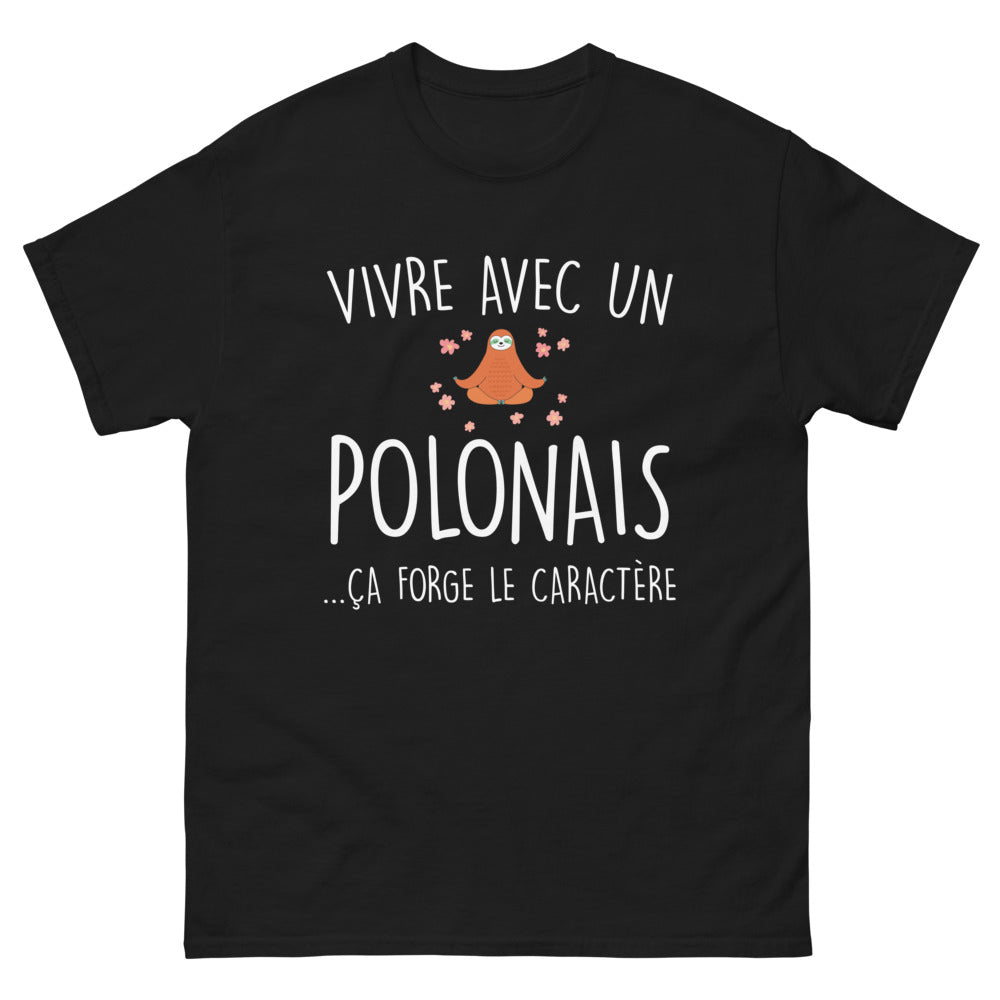 T-shirt Pologne noir - Vivre avec un Polonais, caractère forgé