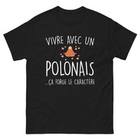 Thumbnail for T-shirt Pologne noir - Vivre avec un Polonais, caractère forgé